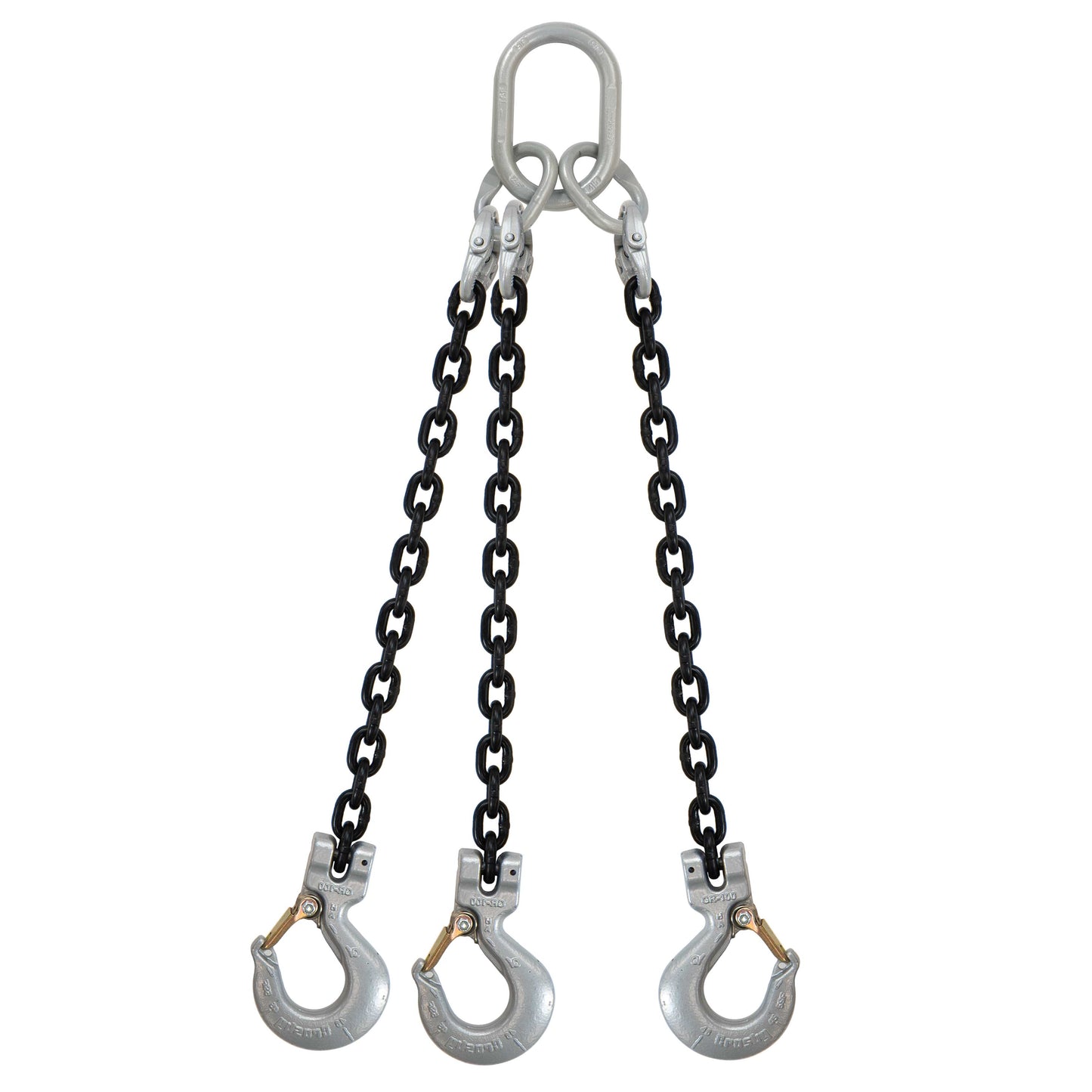 34 inch x 3 foot Crosby 3 Leg Chain Sling w Sling Hooks Grade 100 image 1 of 2