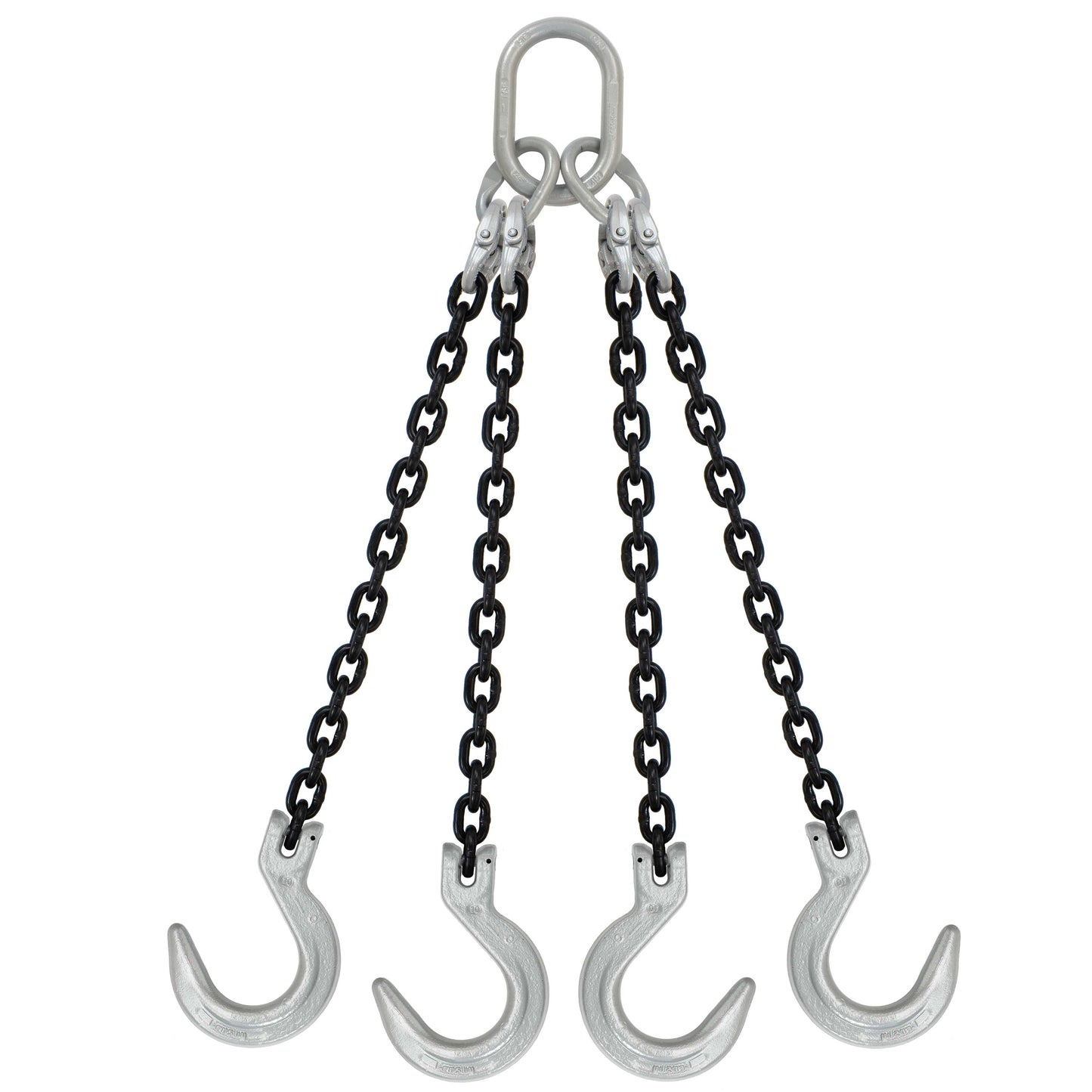 12 inch x 6 foot Domestic 4 Leg Chain Sling w Crosby Foundry Hooks Grade 100 image 1 of 2