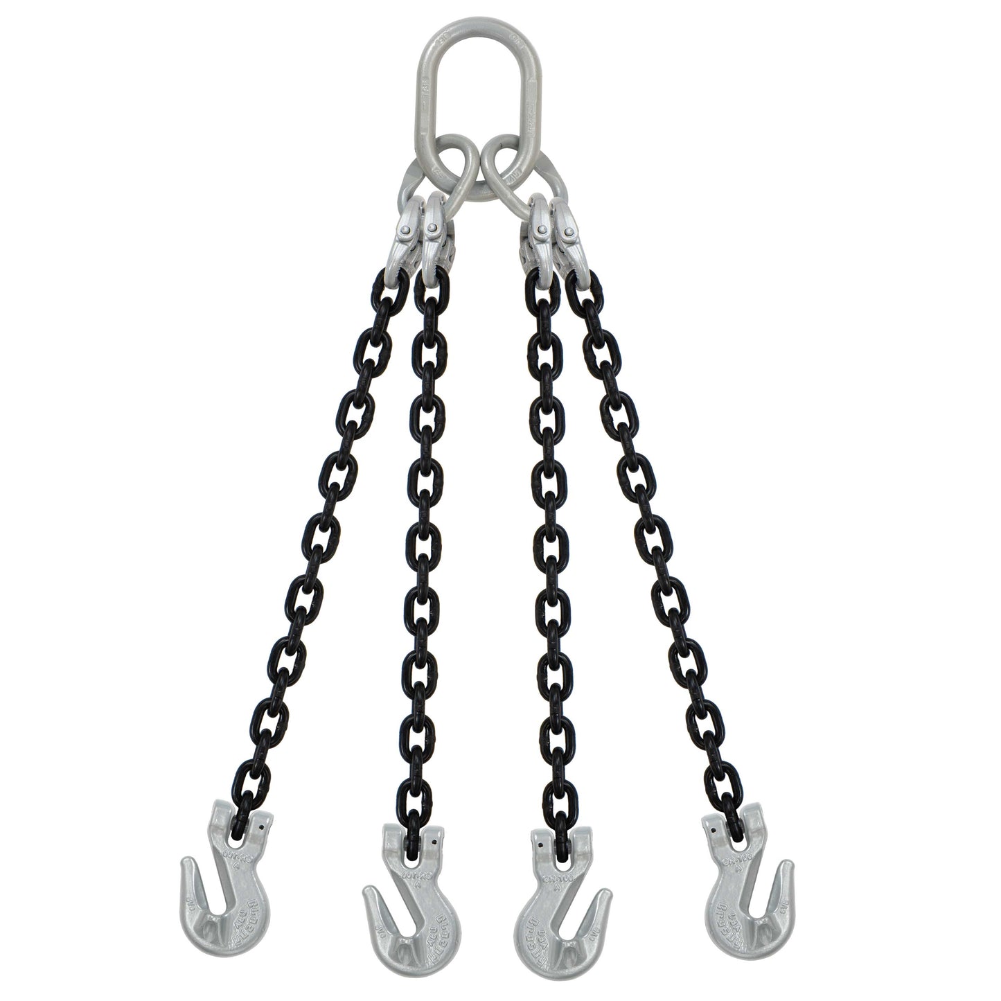 516 inch x 12 foot Domestic 4 Leg Chain Sling w Crosby Grab Hooks Grade 100 image 1 of 2