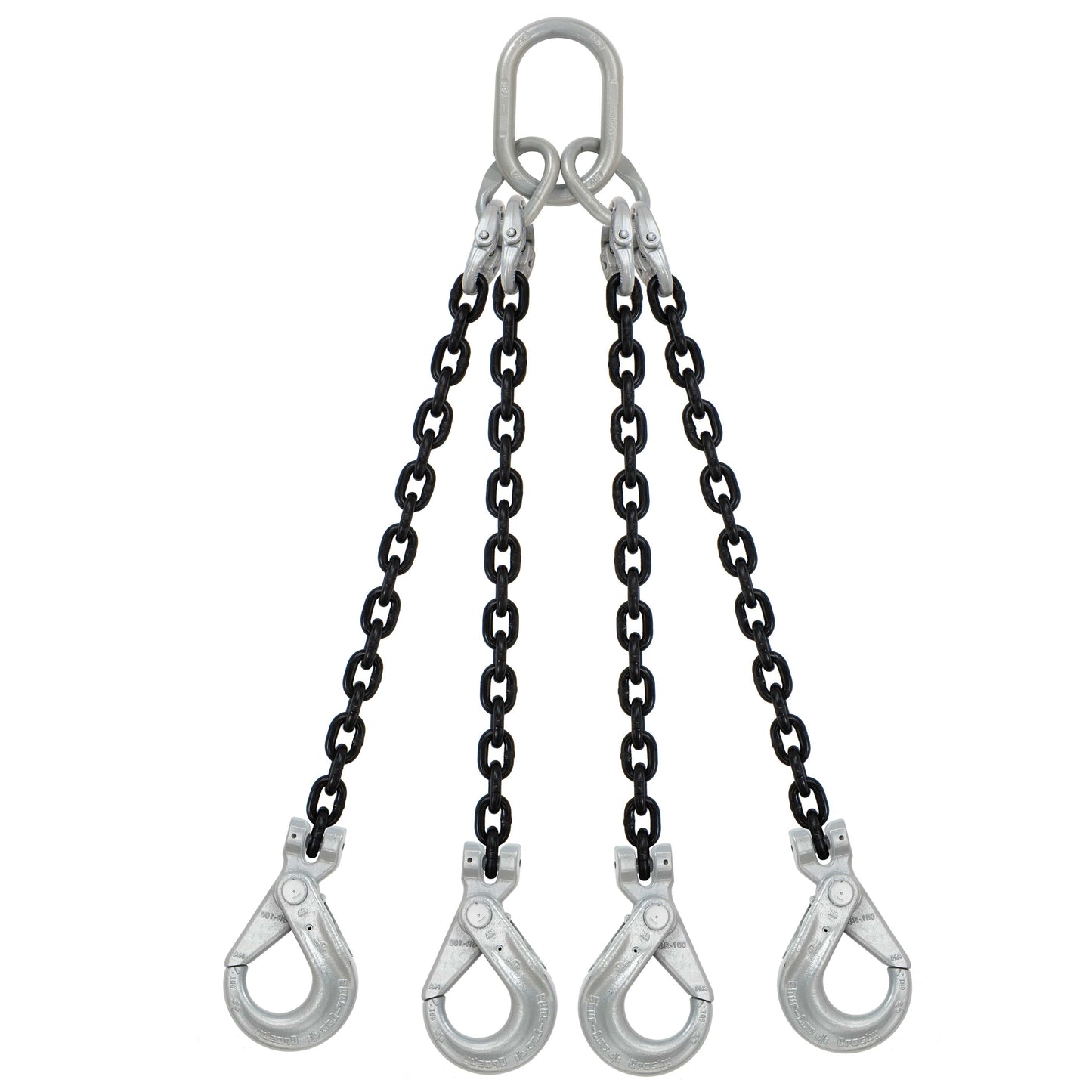 516 inch x 8 foot Domestic 4 Leg Chain Sling w Crosby SelfLocking Hooks Grade 100 image 1 of 2