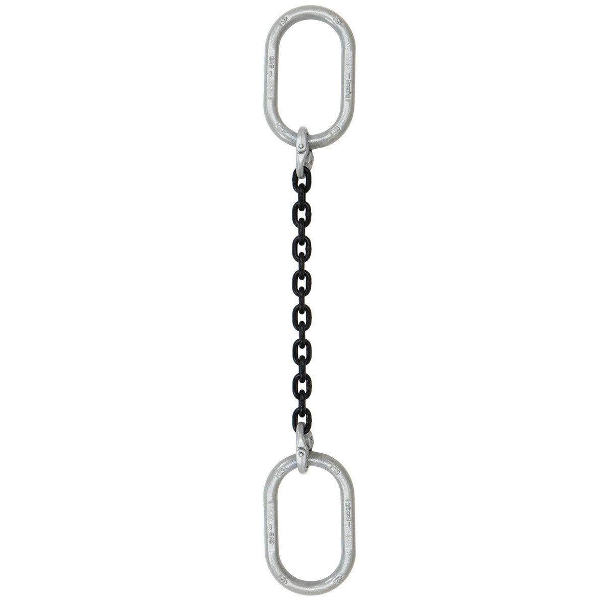 9/32" x 10' - Domestic Single Leg Chain Sling w/ Crosby Oblong Master Links - Grade 100