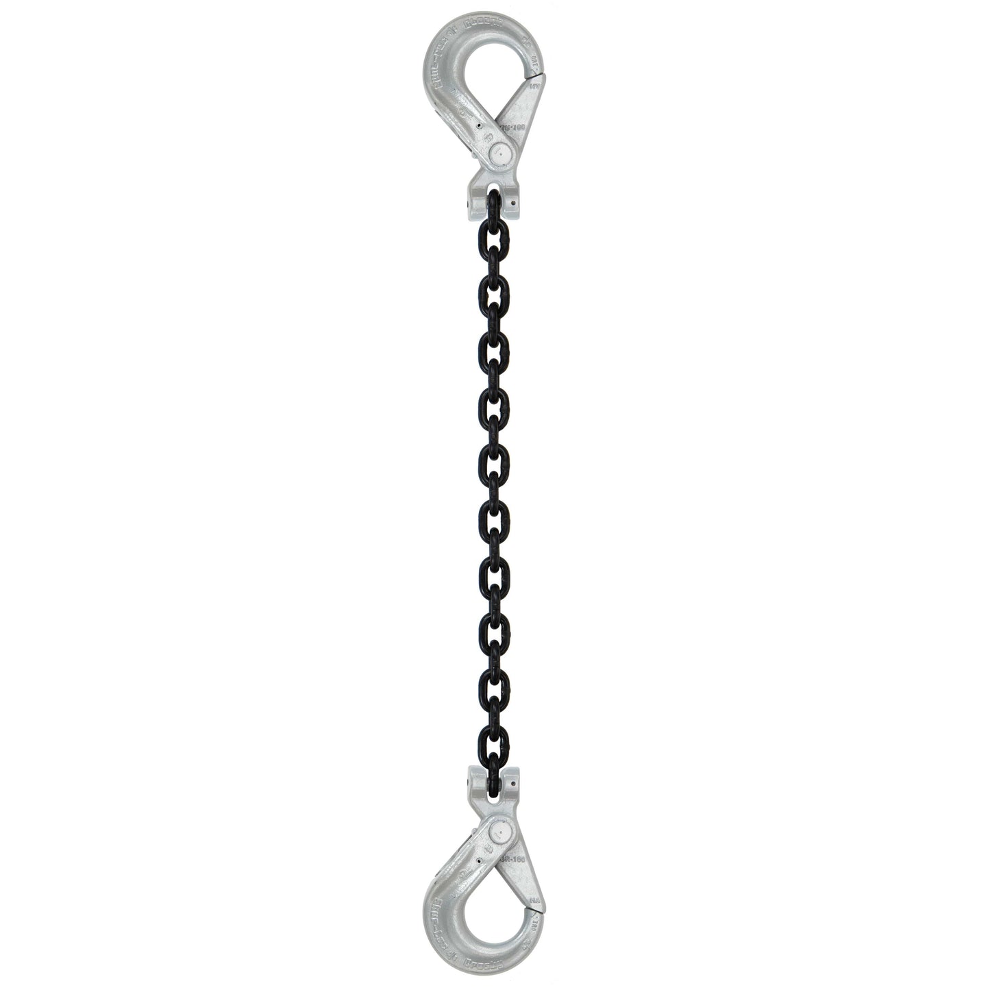58 inch x 8 foot Domestic Single Leg Chain Sling w Crosby SelfLocking & SelfLocking Hooks Grade 100 image 1 of 2
