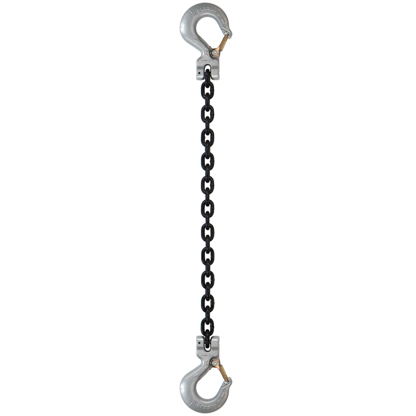 12 inch x 14 foot Domestic Single Leg Chain Sling w Crosby Sling & Sling Hooks Grade 100 image 1 of 2