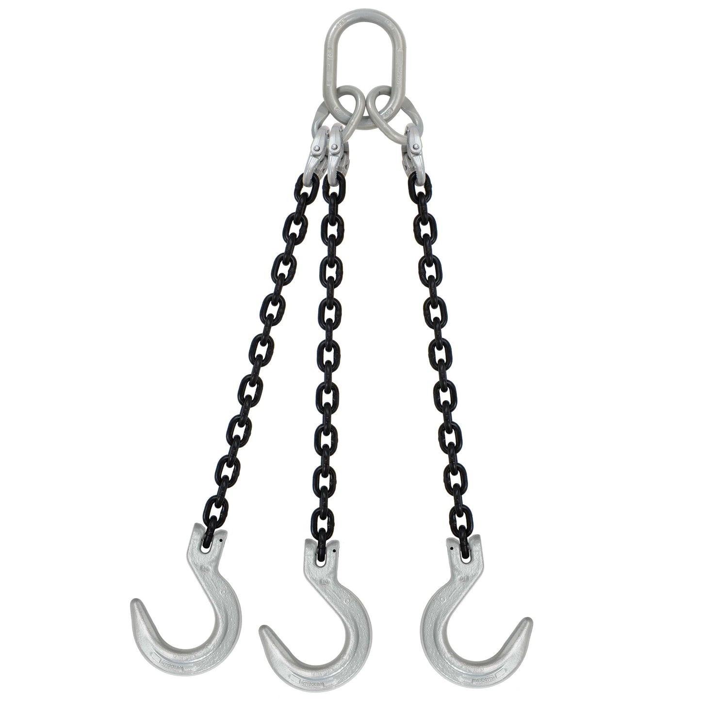 38 inch x 10 foot Domestic 3 Leg Chain Sling w Crosby Foundry Hooks Grade 100 image 1 of 2