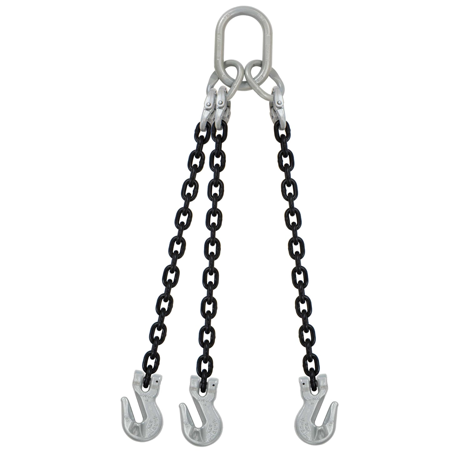 12 inch x 12 foot Domestic 3 Leg Chain Sling w Crosby Grab Hooks Grade 100 image 1 of 2