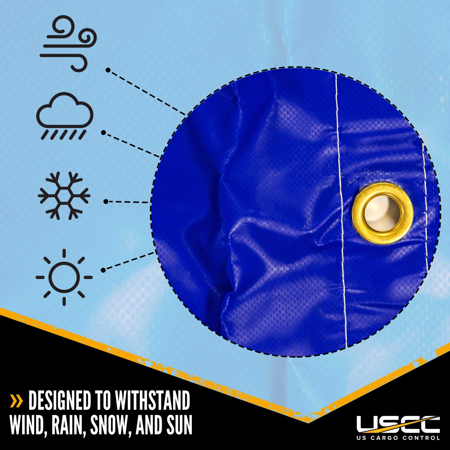 Heavy Duty Steel Tarp - 16' x 27' (4' Drop-4-Sided) - 18 oz. Blue Tarp
