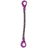 12 inch x 3 foot Single Leg Chain Sling w SelfLocking & SelfLocking Hooks Grade 100 image 1 of 2