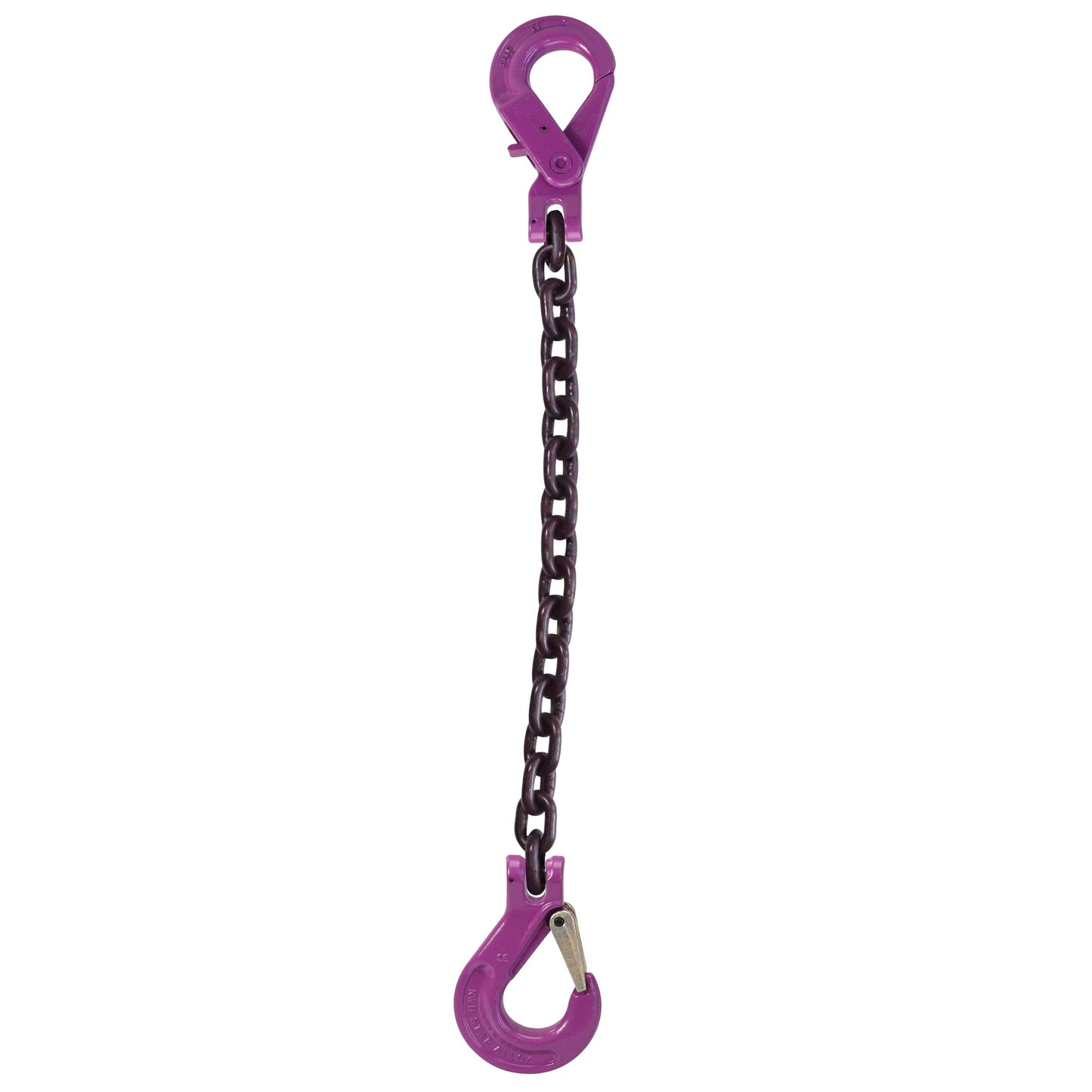 58 inch x 20 foot Single Leg Chain Sling w Sling & SelfLocking Hooks Grade 100 image 1 of 2