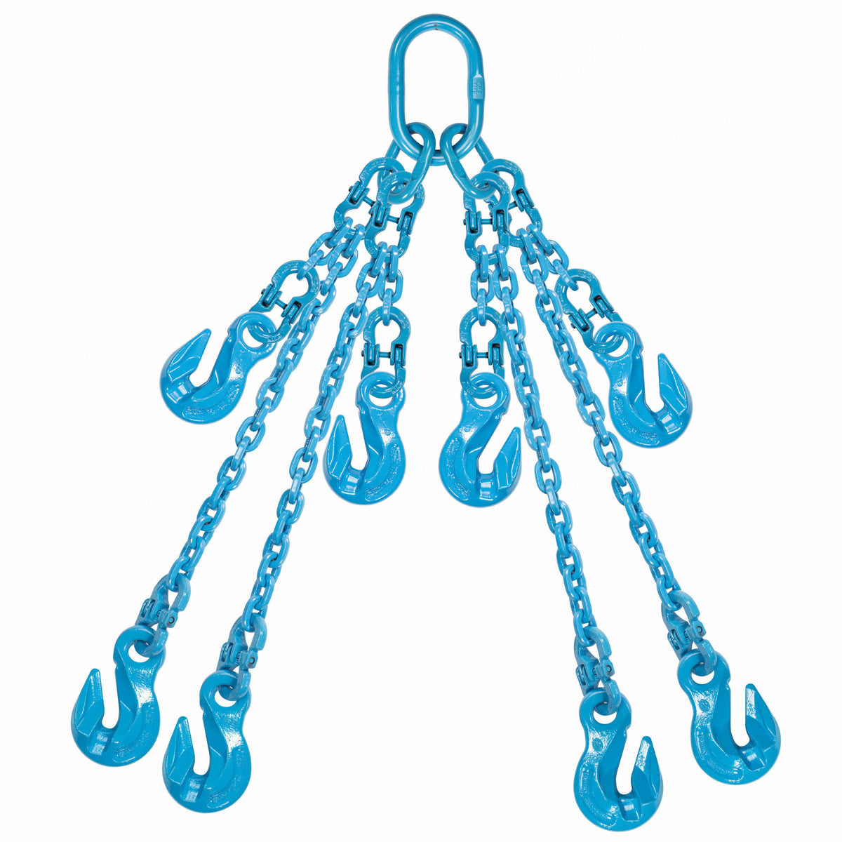 9/32" x 10' - Pewag  Adjustable 4 Leg Chain Sling w/ Grab Hooks - Grade 120