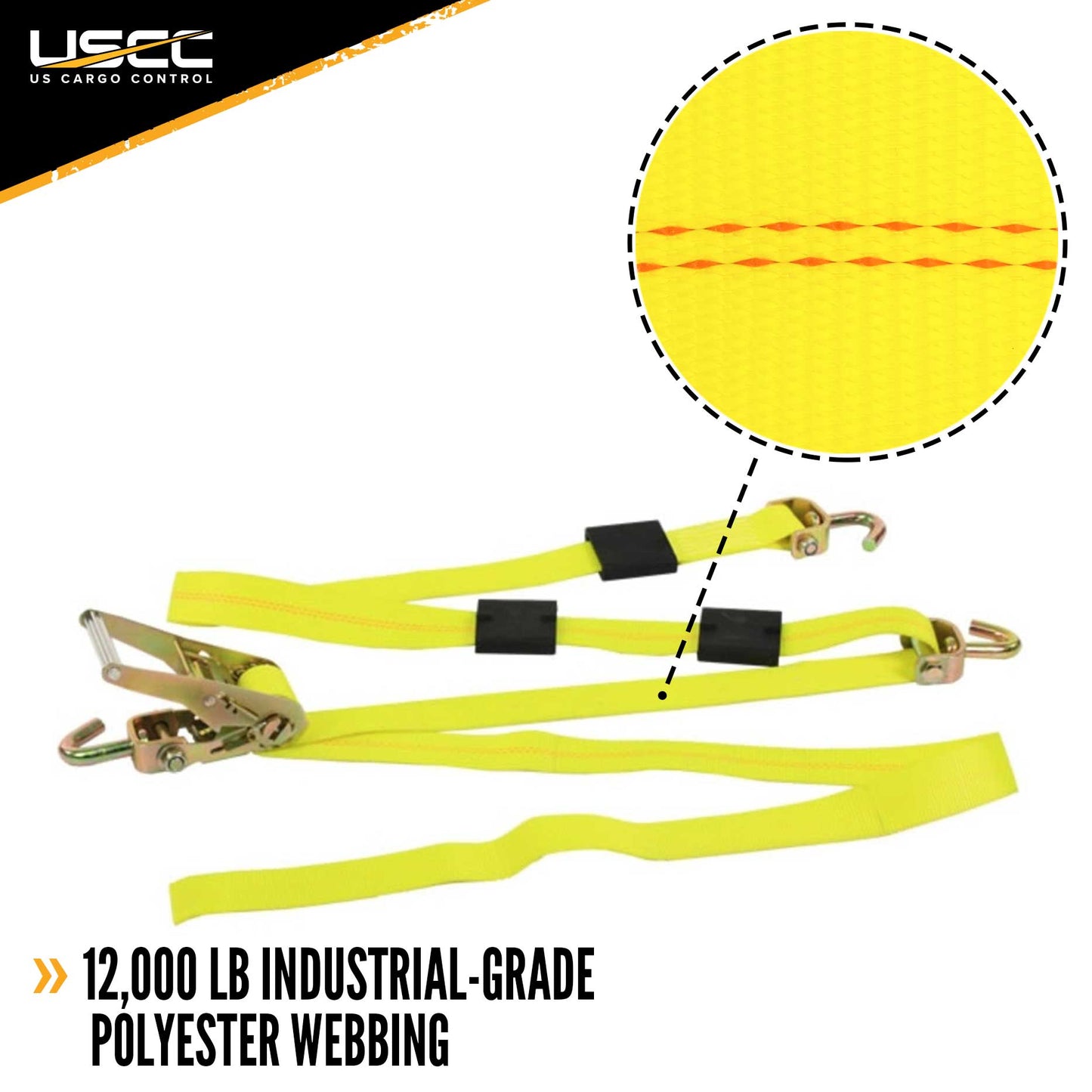 Car Carrier Wheel Strap w Swivel Hooks & Adj Rubber Blocks & Ratchet 4 Pack image 2 of 11