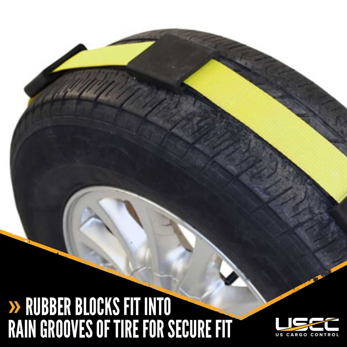 Car Carrier Wheel Strap w Swivel Hooks & Adj Rubber Blocks & Ratchet 4 Pack image 8 of 11