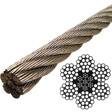 7/16" stainless steel wire rope: 6 x 19 construction