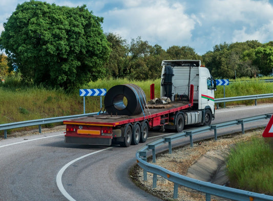 coil rack on semi truck flatbed trailer