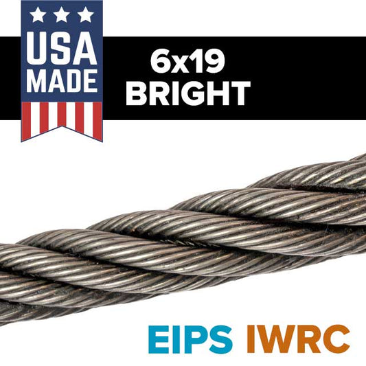 Wire Rope 19 Domestic Bright Wire Rope | USA-Made EIPS IWRC Steel Rope