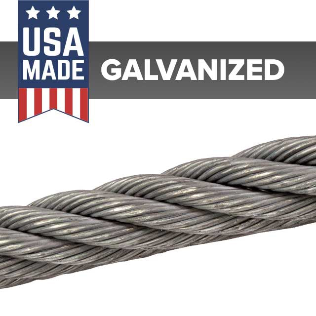 Domestic Galvanized Wire Rope | USA-Made 6x19 & 7x19 Cable
