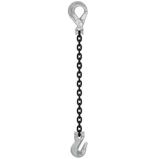 Self-Locking Hook & Grab Hook Single Leg Chain Sling - Grade 100
