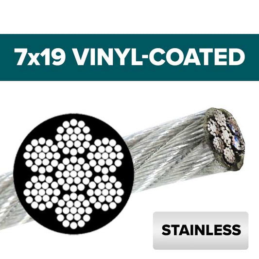 7x19 304 Stainless Steel Aircraft Cable - Vinyl-Coated