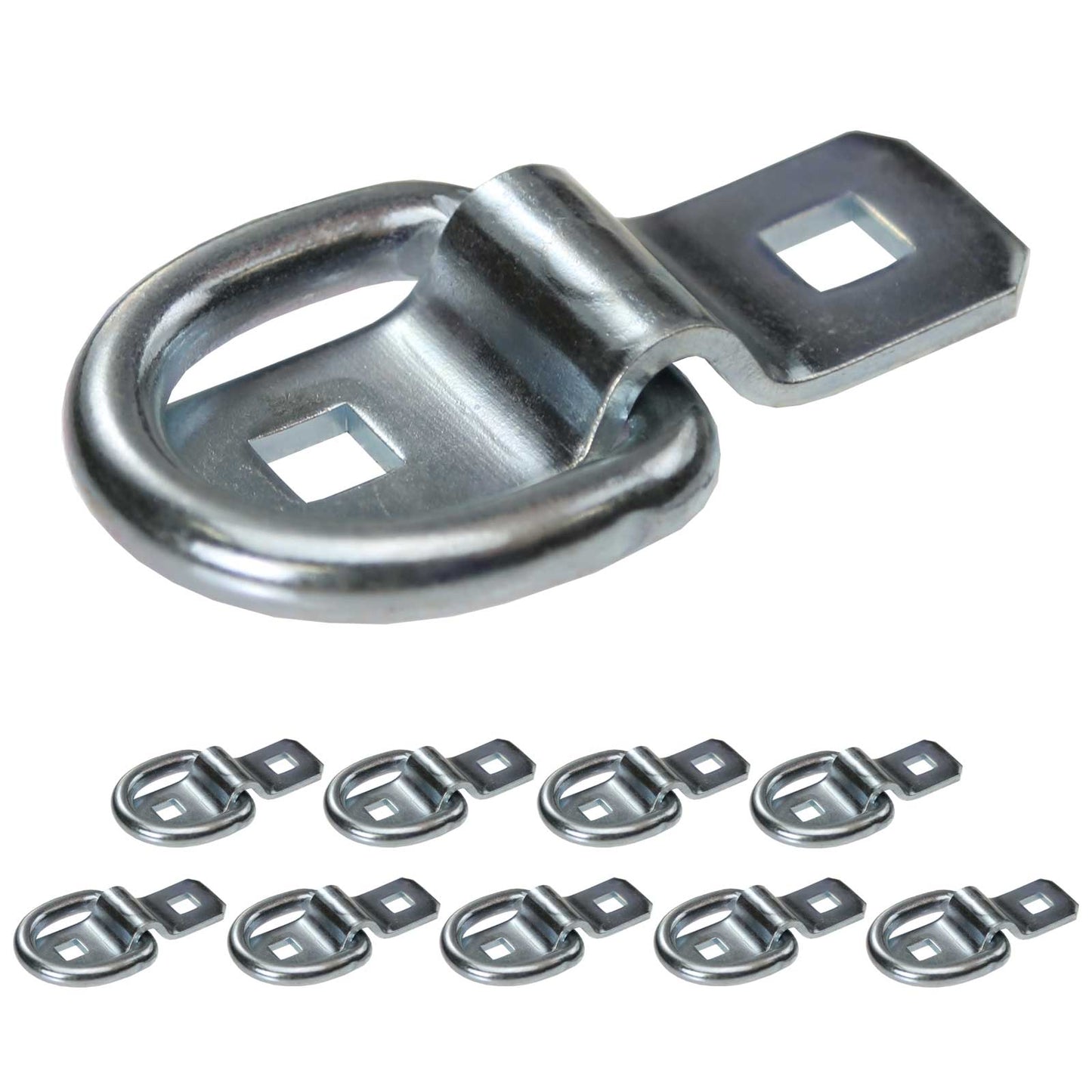 1-1/2" Bolt-On D-Ring with Mounting Bracket - Galvanized - 6,000 lbs. BS | 10-Pack