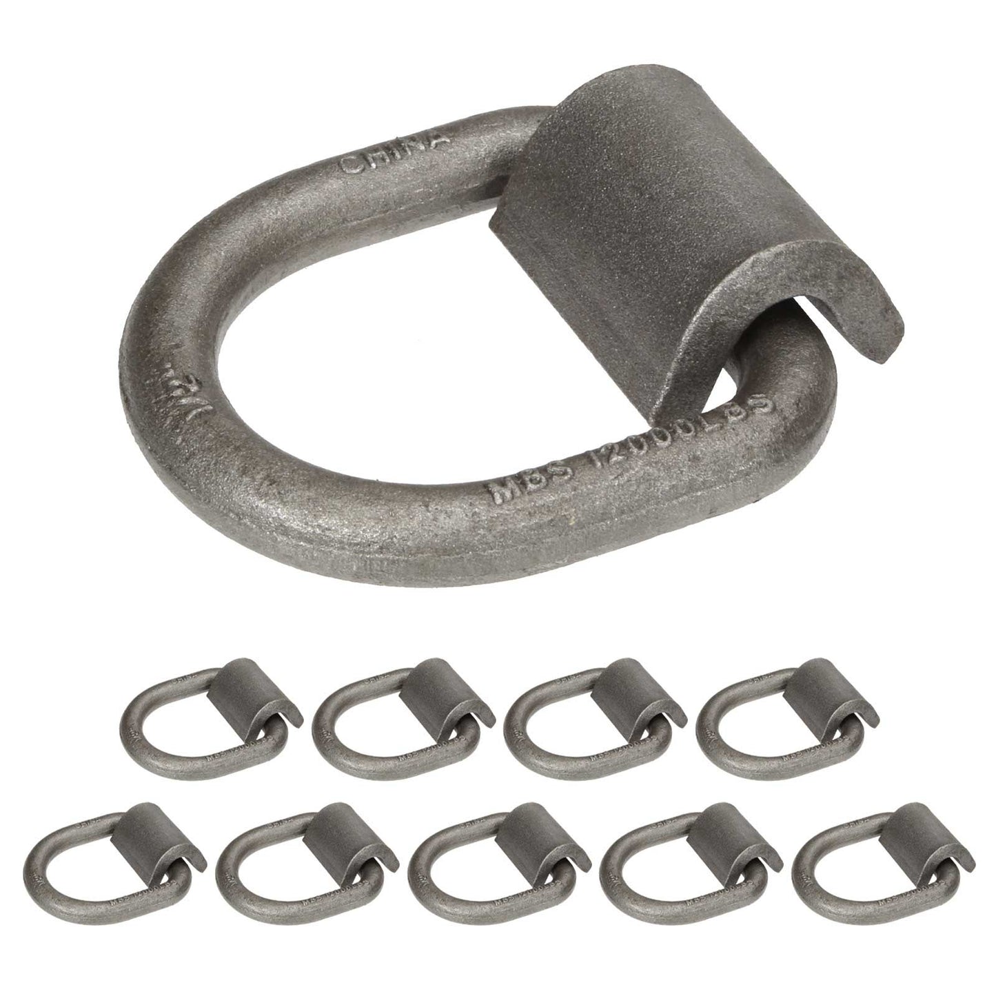 1/2" Weldable D-Ring with Mounting Clip - 12,000 lbs. BS | 10-Pack