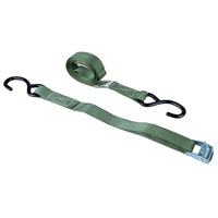 1" x 6' Cam Strap with S-Hooks & 3" Sewn Loop | Olive Drab
