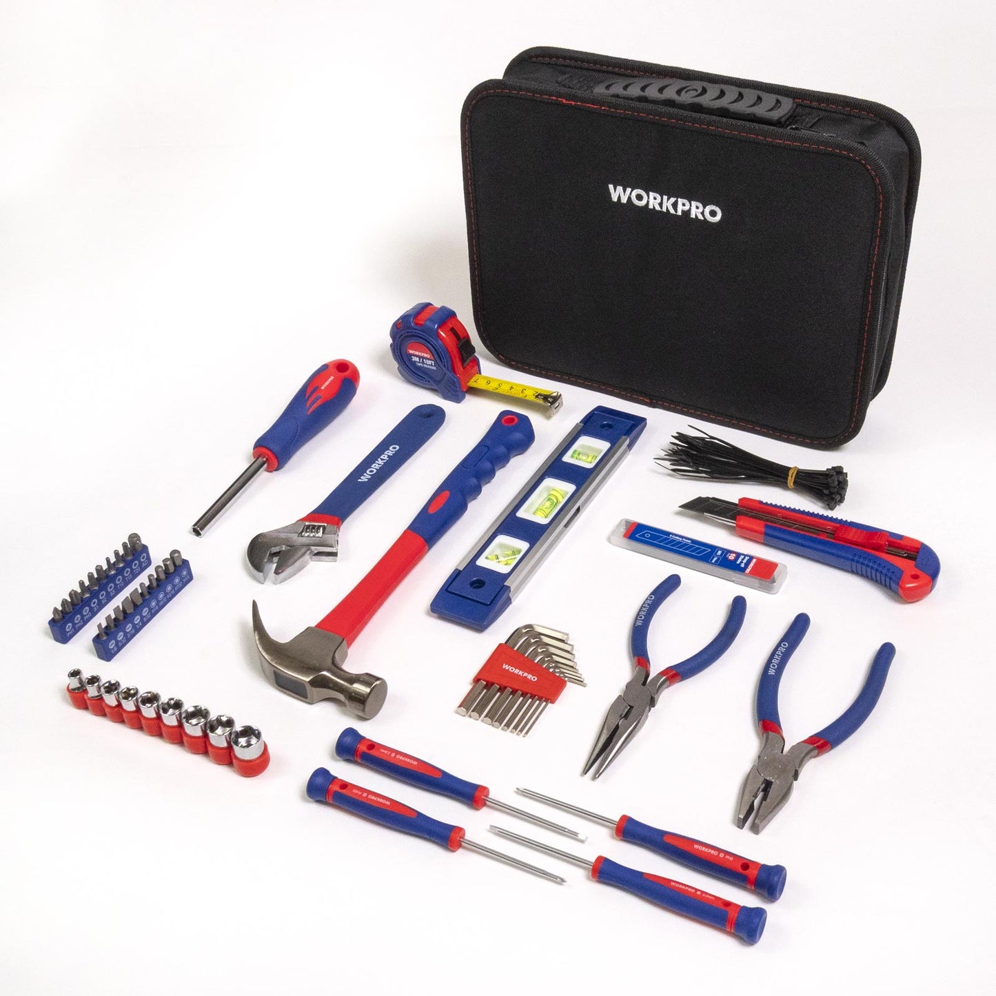 WORKPRO 100-Piece Kitchen Drawer Household Hand Tool Set with Toolbag
