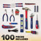 WORKPRO 100-Piece Kitchen Drawer Household Hand Tool Set with Toolbag