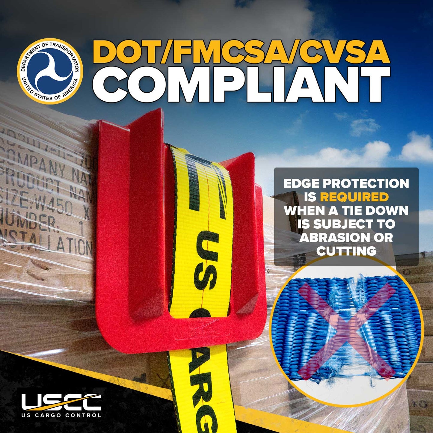 10-2/3" Cargo Corner Guard | 4-1/4" Slot For Strap | Red Plastic | 20-Pack