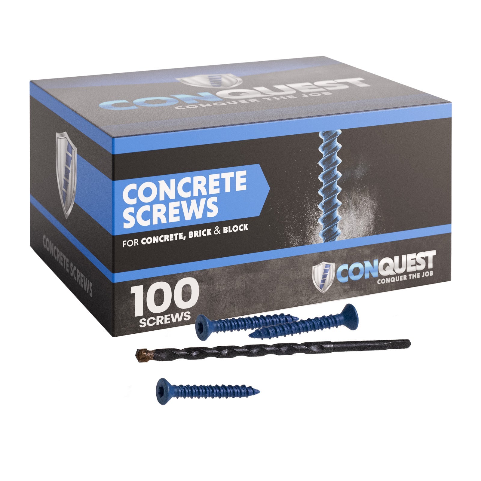 3/16" x 1-3/4" Conquest T-25 Flat Head Concrete Screw, Pkg 100