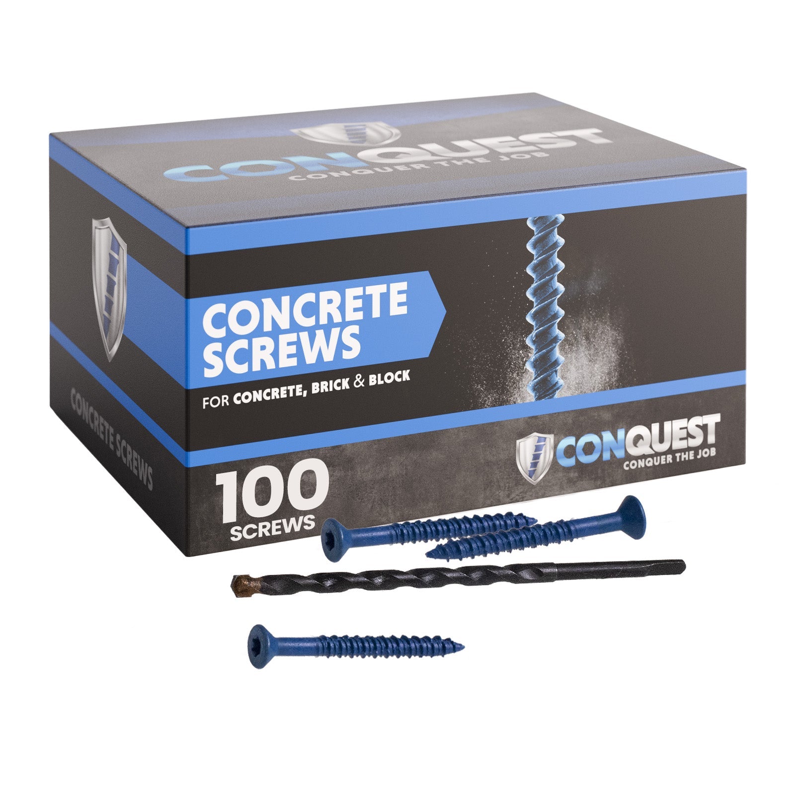 3/16" x 2-1/4" Conquest T-25 Flat Head Concrete Screw, Pkg 100
