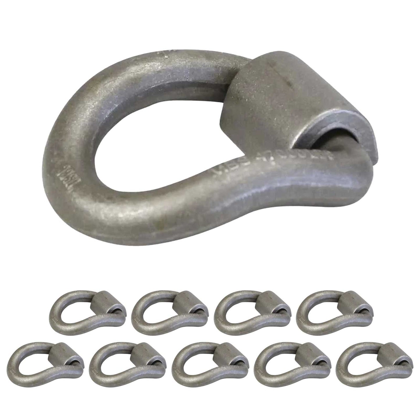 1" Bent Weldable D-Ring with Mounting Clip - 47,600 lbs. BS | 10-Pack
