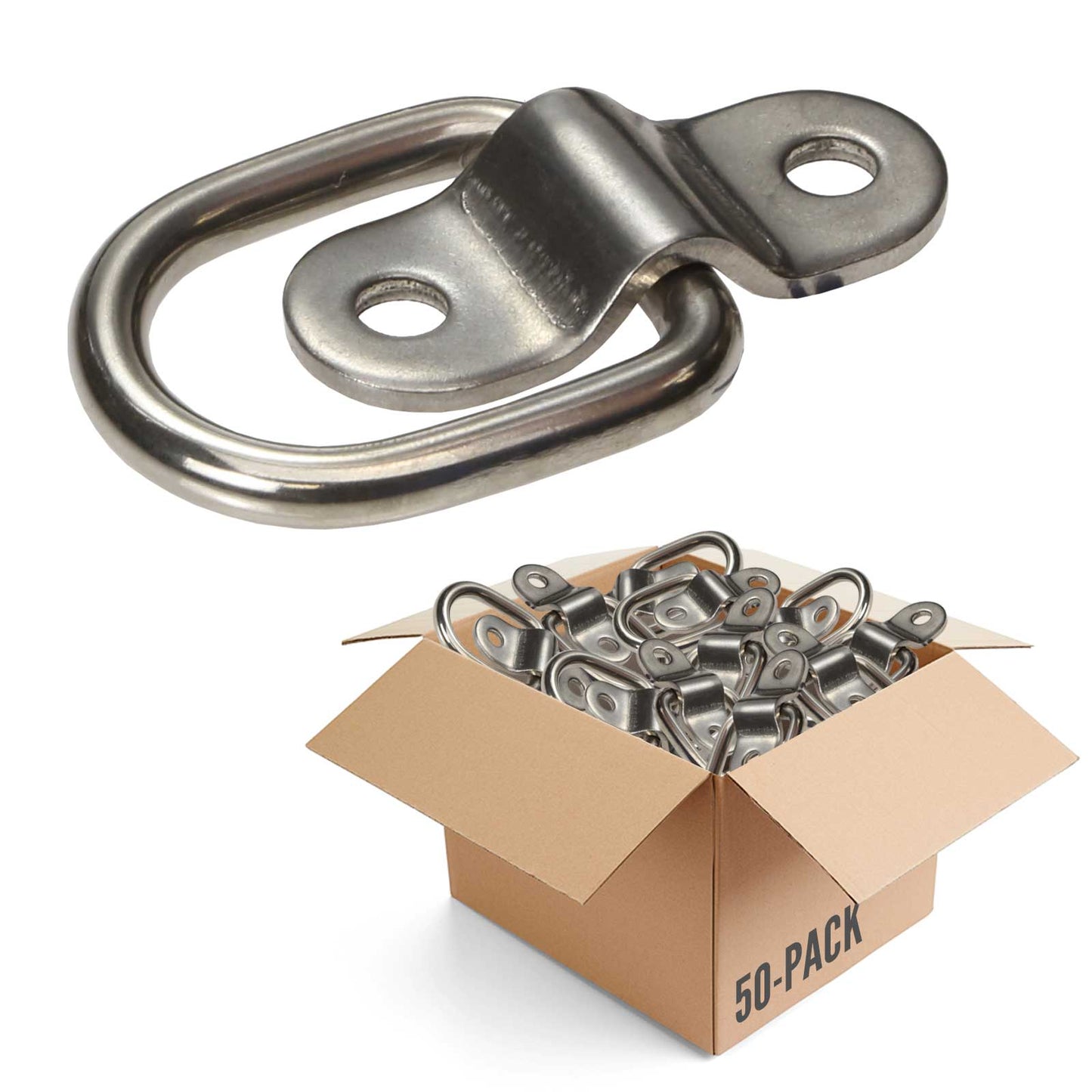 1" Bolt-On D-Ring with Mounting Bracket - Galvanized - 1,200 lbs. BS | 50-Pack