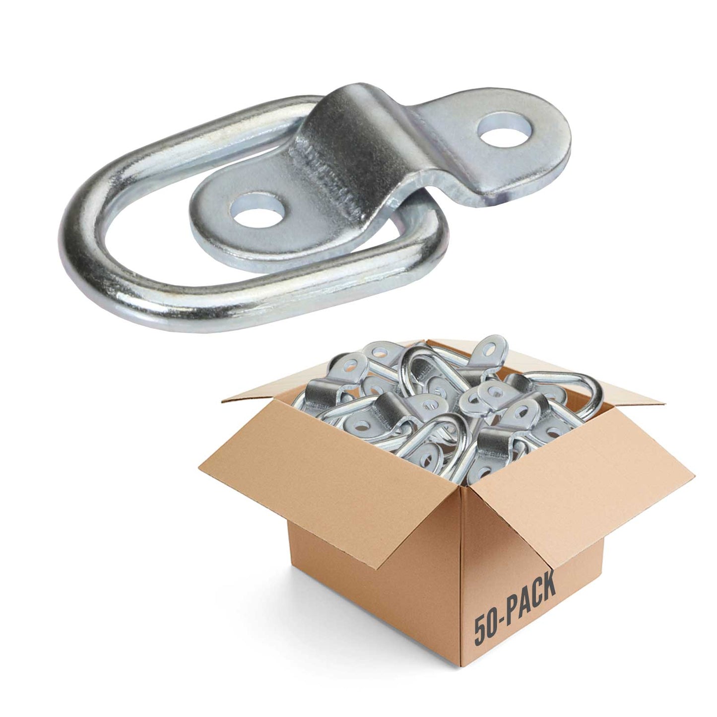 1" Bolt-On D-Ring with Mounting Bracket - 316 Stainless - 800 lbs. BS | 50-Pack