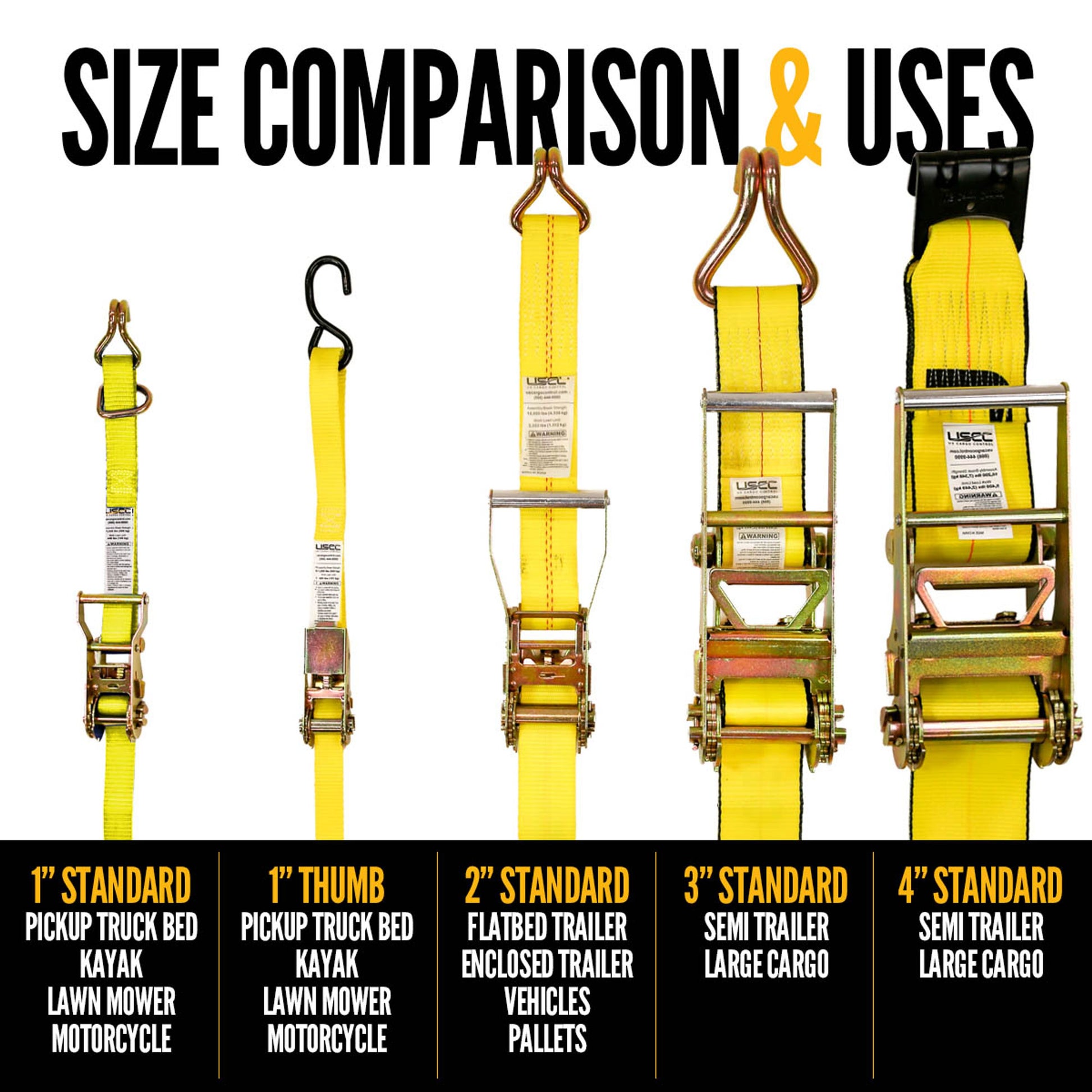 US Cargo Control 2620SH 1 x 20' Ratchet Strap w/ S-Hook