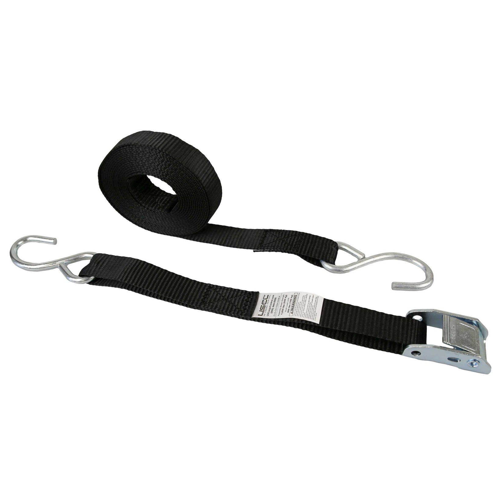 1" x 15' Cam Strap w/ SHook Black