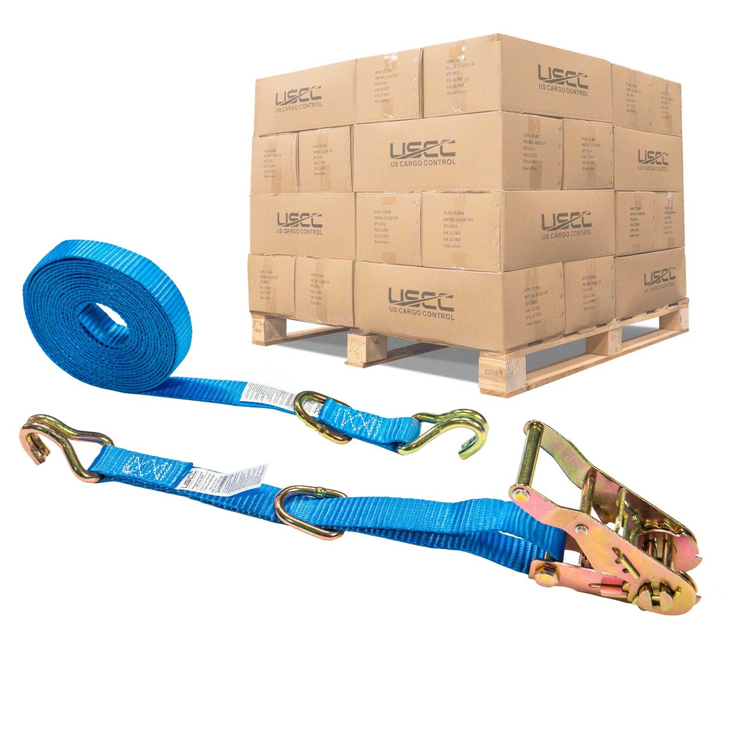 1" x 15' Ratchet Strap w/ J-Hook & D-Ring