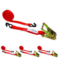 1" x 20' Ratchet Strap w/ Vinyl Coated Wire Hooks | 4-Pack