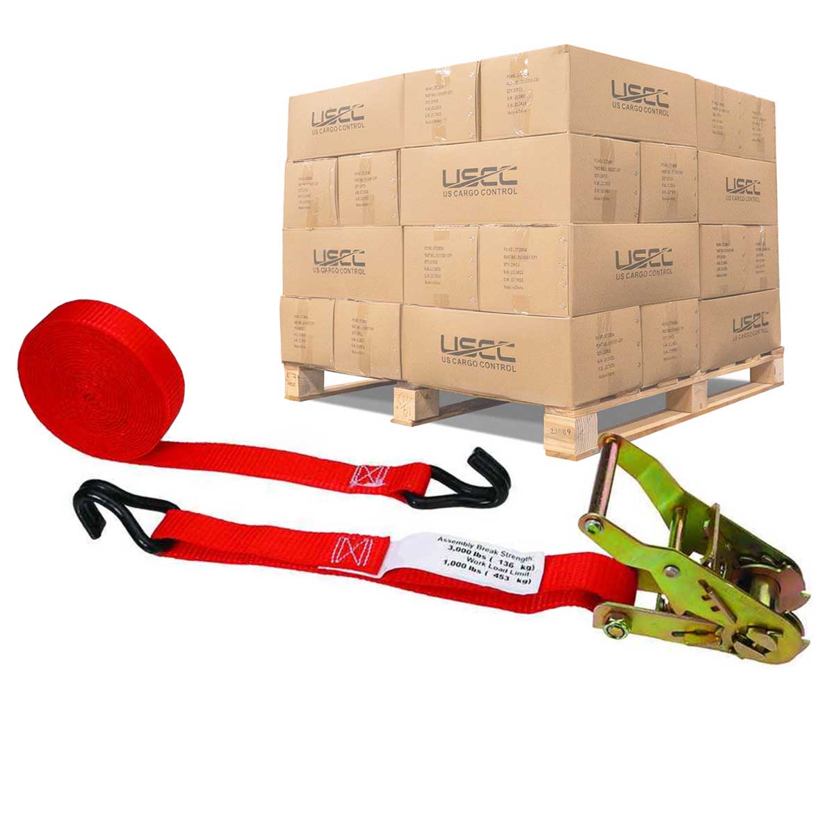 1" x 15' Ratchet Strap w/ Vinyl Coated Wire Hooks