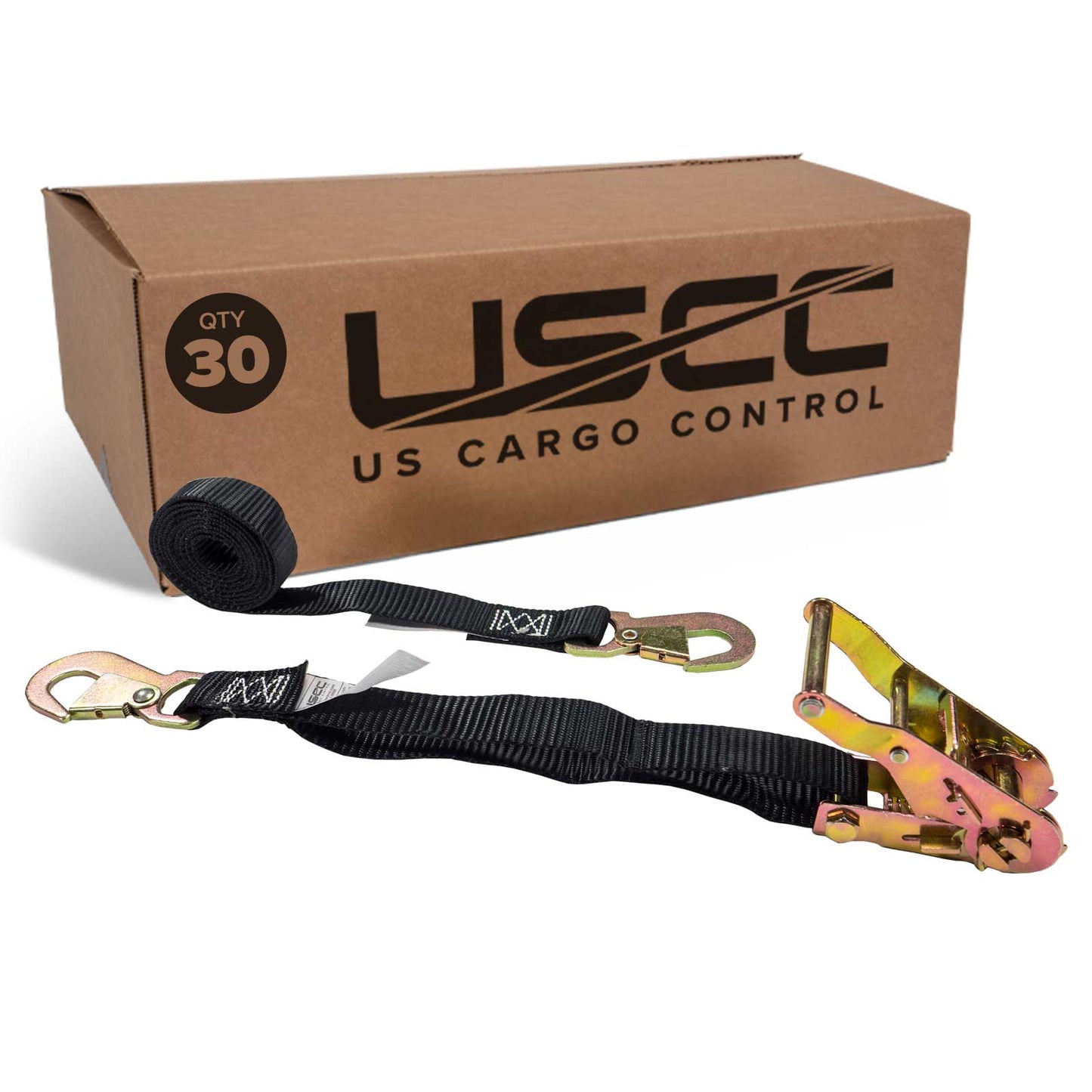 1 inch x 15 foot Ratchet Strap w Flat Snap Hooks image 1 of 8