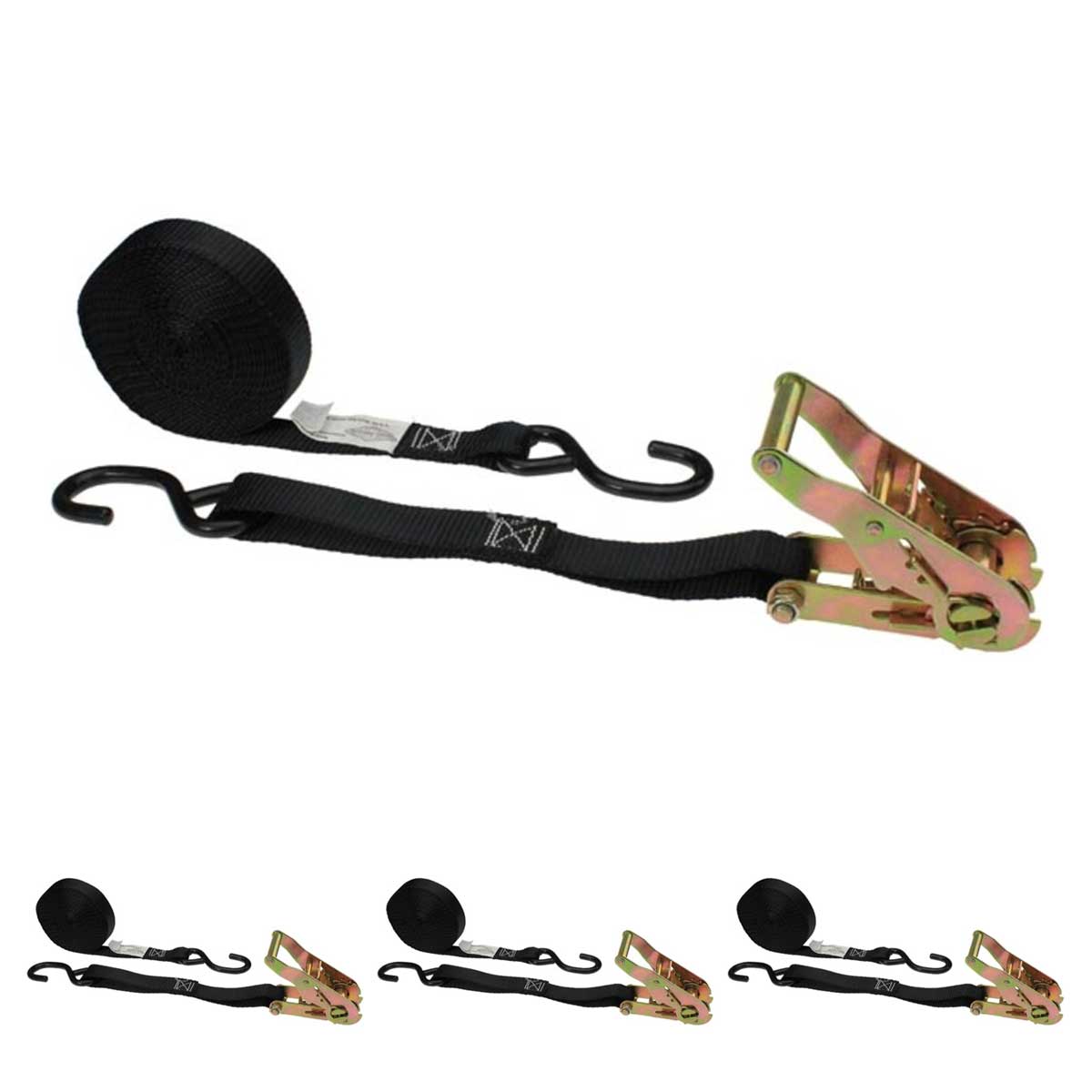 1" x 16' Ratchet Strap w/ Vinyl Coated S-Hook