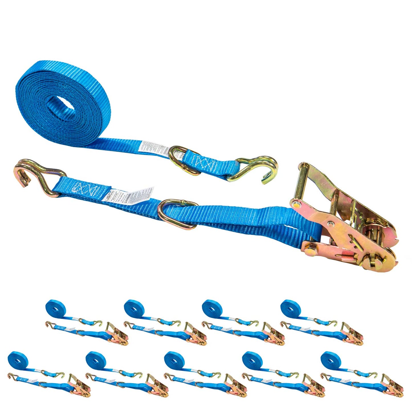 1" x 20' Ratchet Strap w/ J-Hook & D-Ring