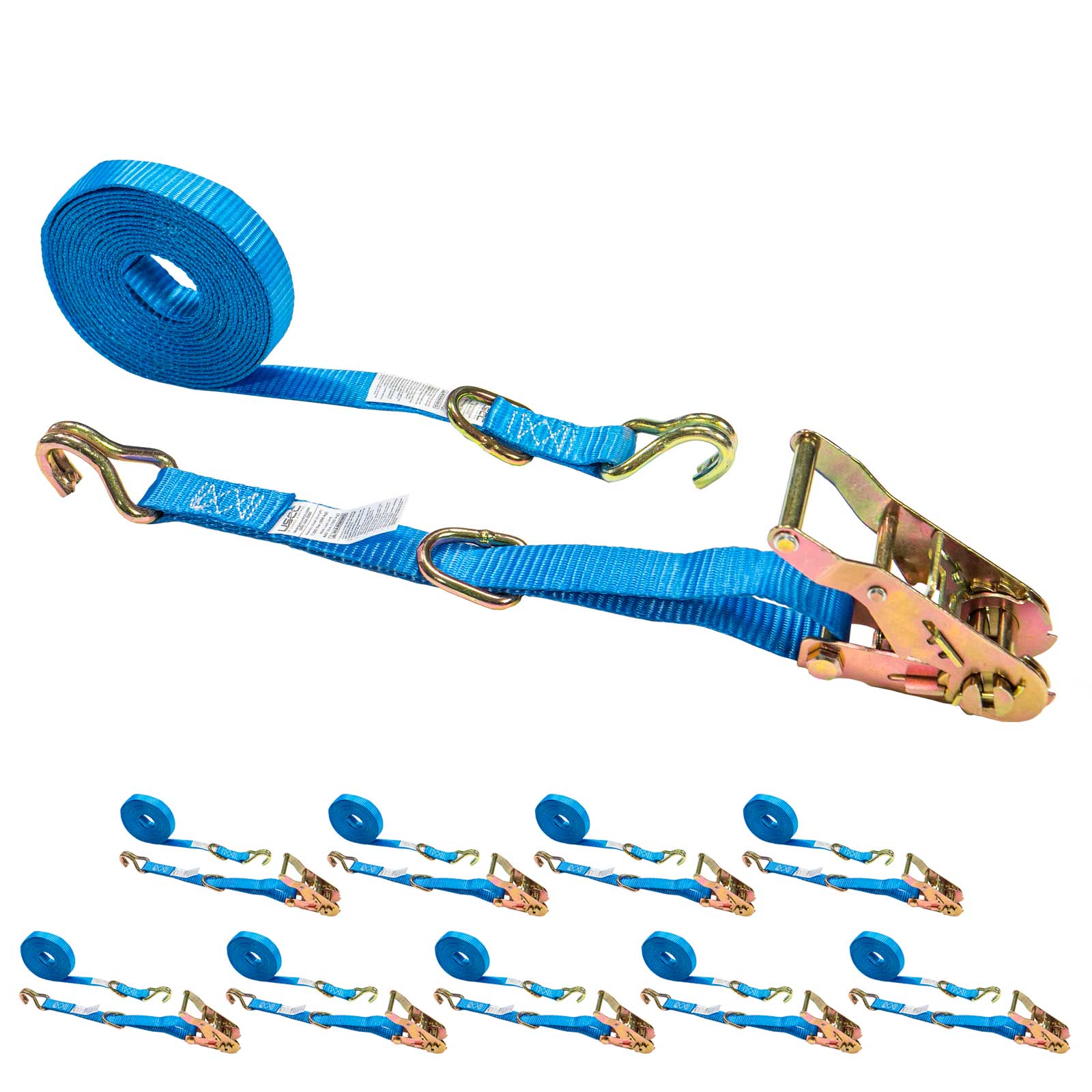 1" x 20' Ratchet Strap w/ J-Hook & D-Ring