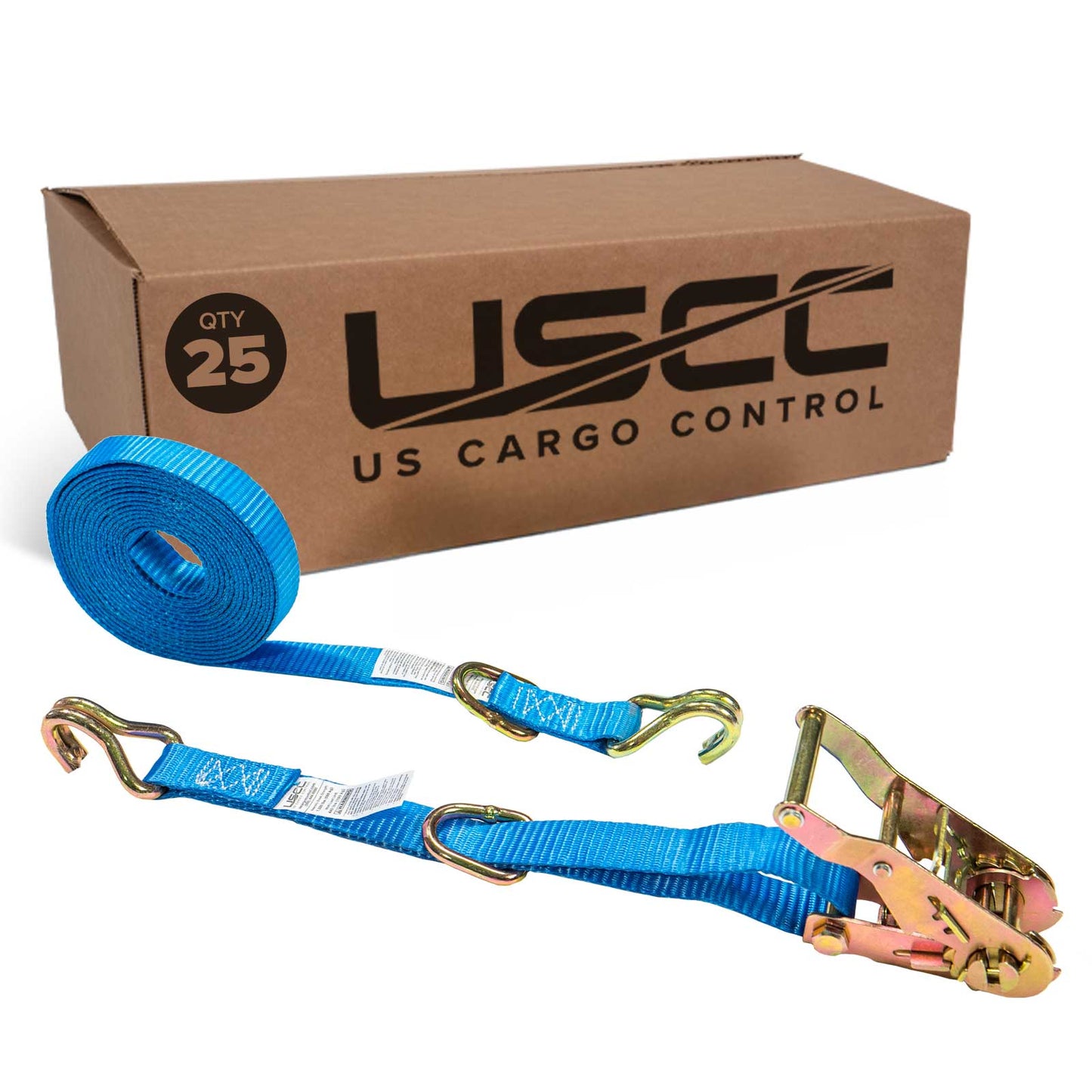 1" x 20' Ratchet Strap w/ J-Hook & D-Ring