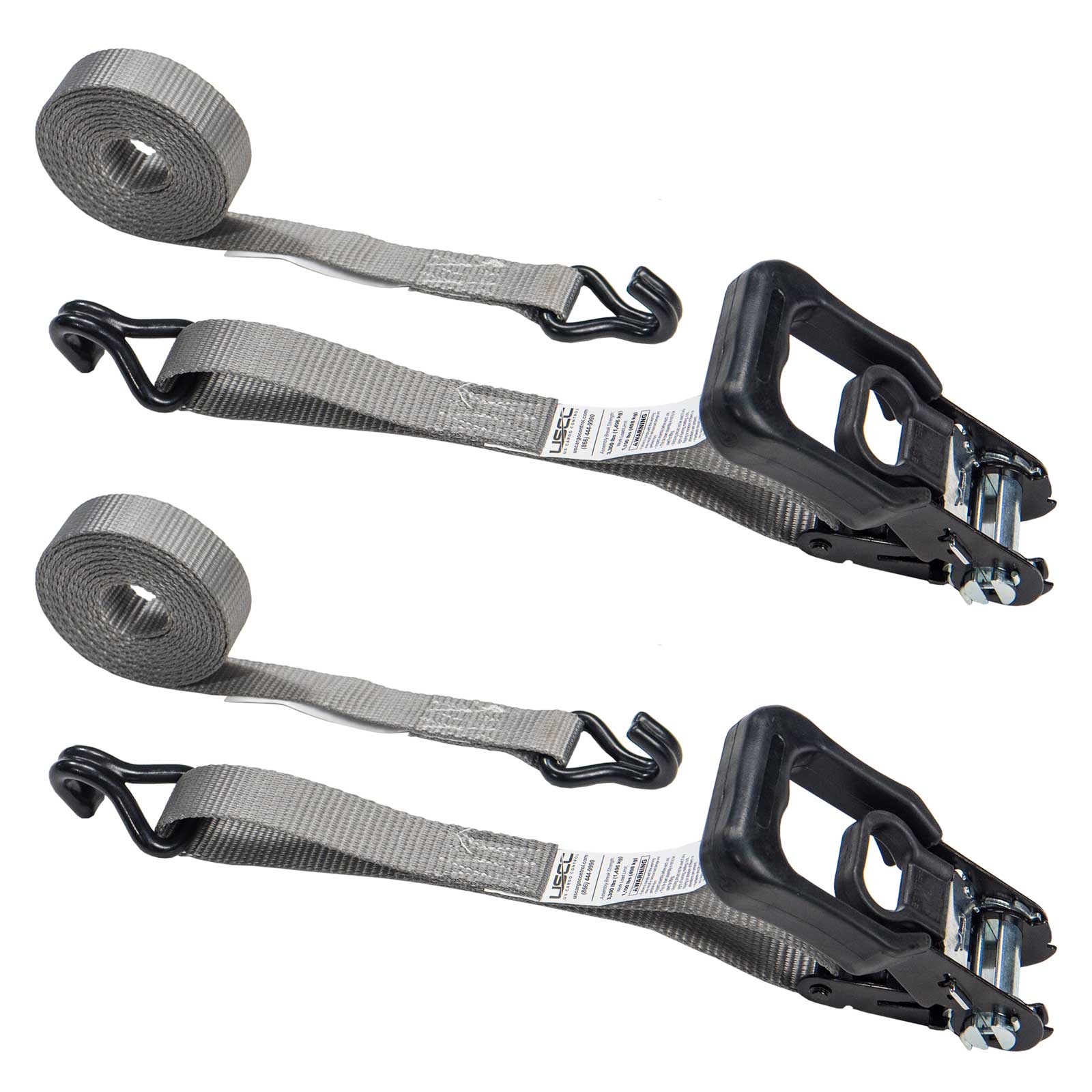 1" x 20' Rubber Coated Ratchet Strap w/ Vinyl Coated Wire Hooks