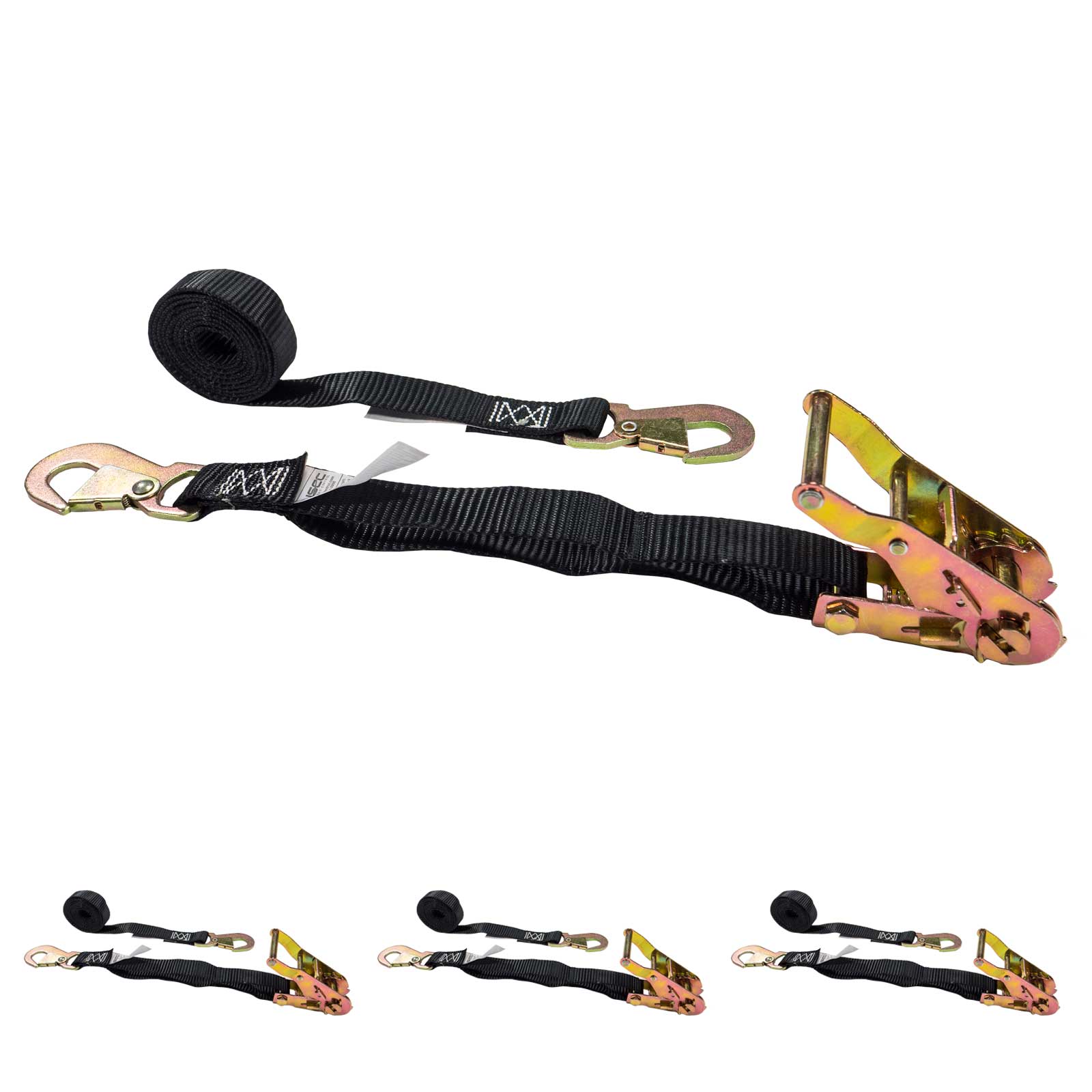 1 inch x 6 foot Ratchet Strap w Flat Snap Hooks image 1 of 8
