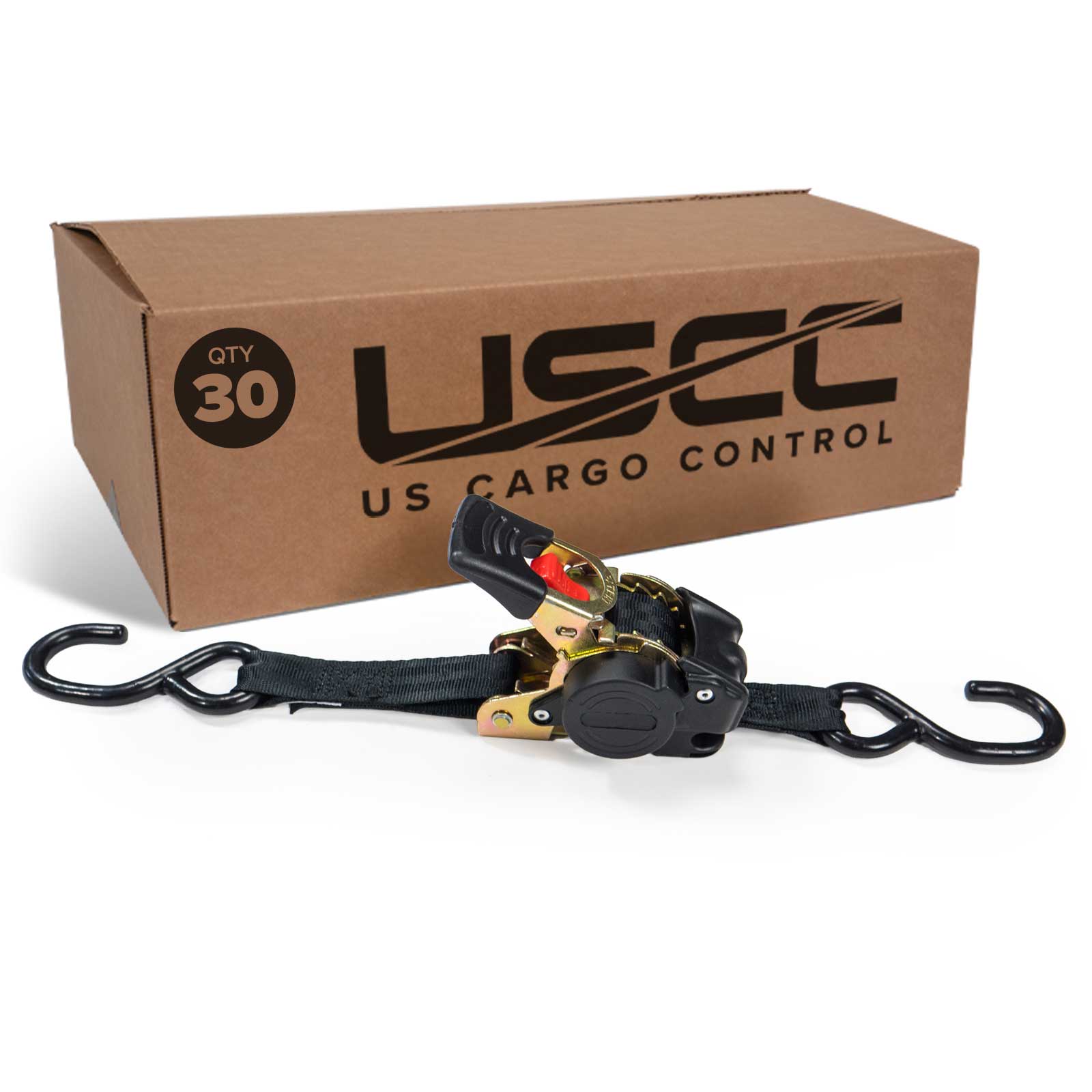 1" x 6' Retractable Ratchet Strap w/ Vinyl Coated S-Hooks and Push Button Release