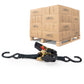 1" x 6' Retractable Ratchet Strap w/ Vinyl Coated S-Hooks and Push Button Release