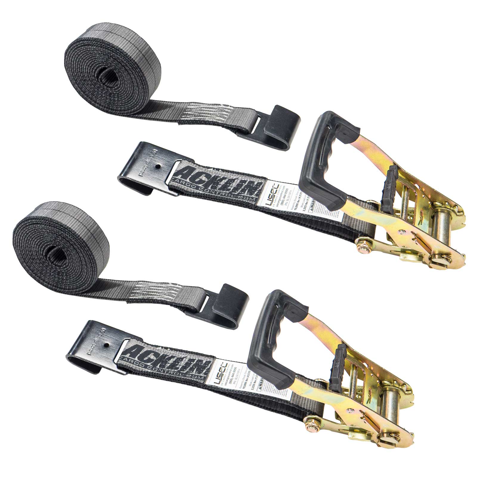 30' heavy-duty ratchet strap - 2" heavy duty blackline ratchet strap with flat hooks