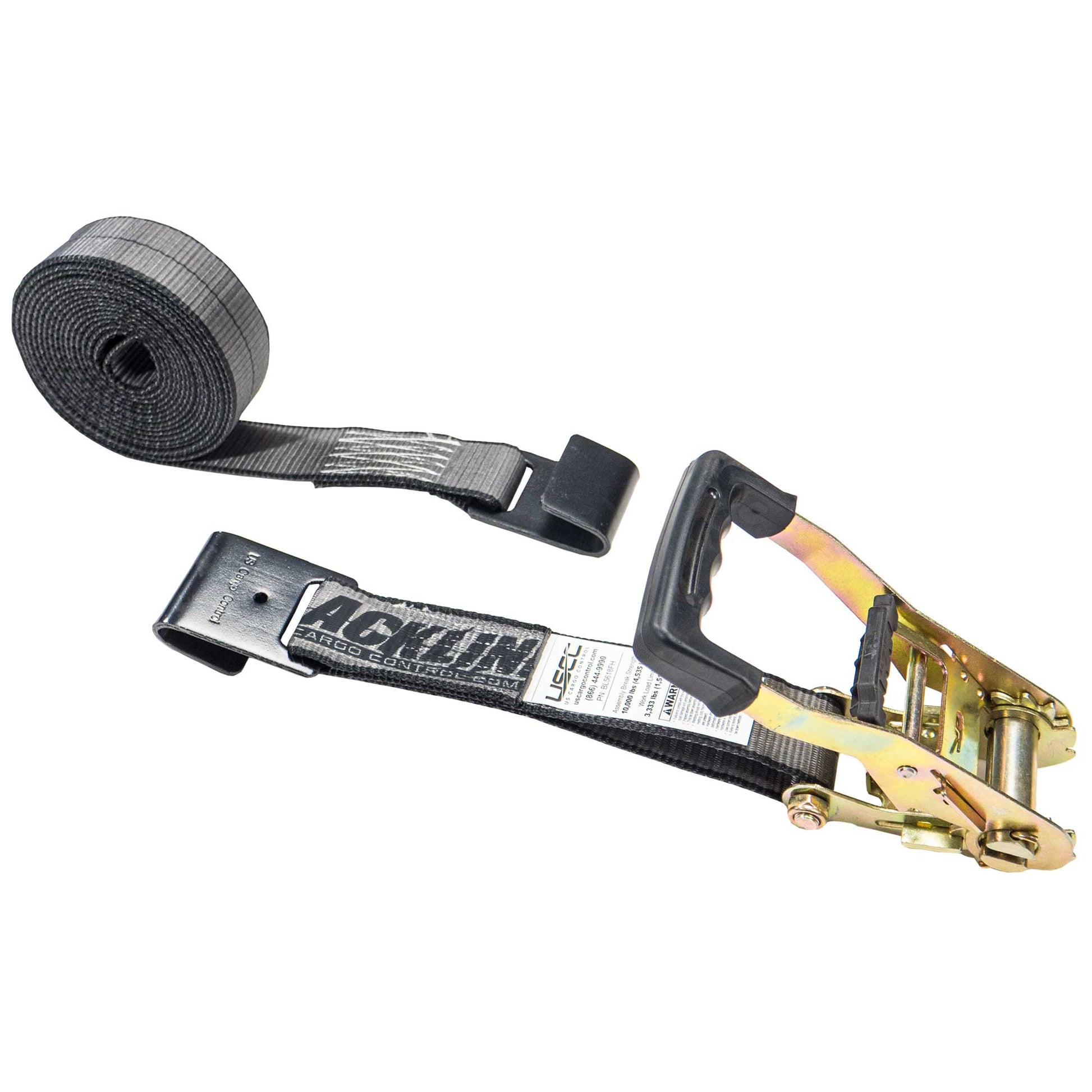 30' heavy-duty ratchet strap -  2" heavy duty blackline ratchet strap with flat hooks