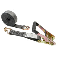 18' heavy-duty ratchet strap -  2" heavy duty blackline ratchet strap with wire hooks