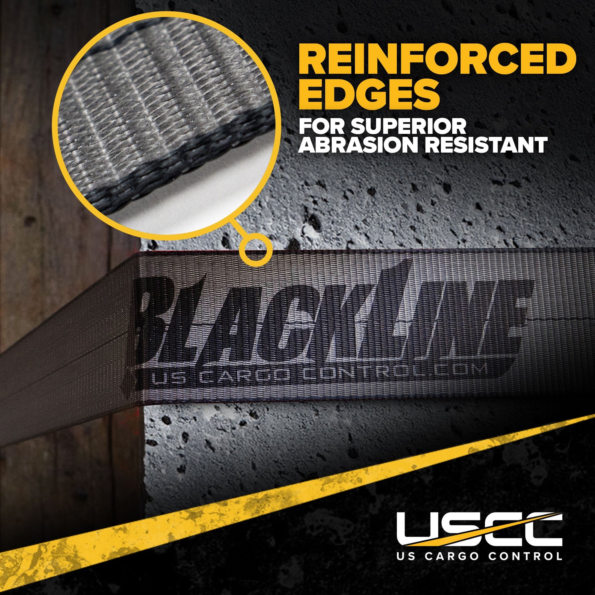 18' heavy-duty ratchet strap -  reinforced edges are abrasion resistant